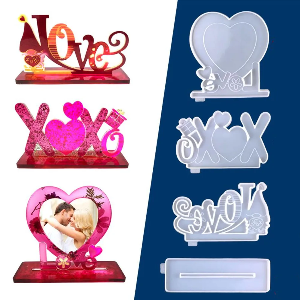 

Blue Love Photo Frame Silicone Mold Epoxy Resin Silicone Mould Handmade For DIY Epoxy Resin Crafts Home Table Decoration Tools