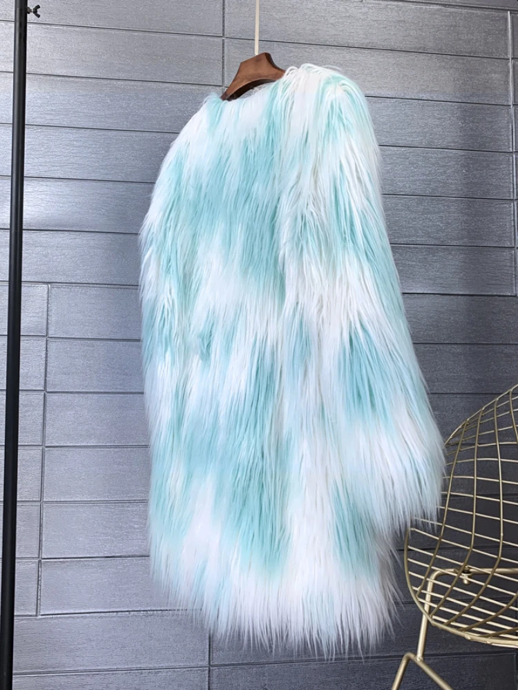 Autumn Winter Fashion Long Sleeve Faux Fur Coats Women 2022 Elegant Ladies Office Fluffy Long Outwear Casual Streetwear