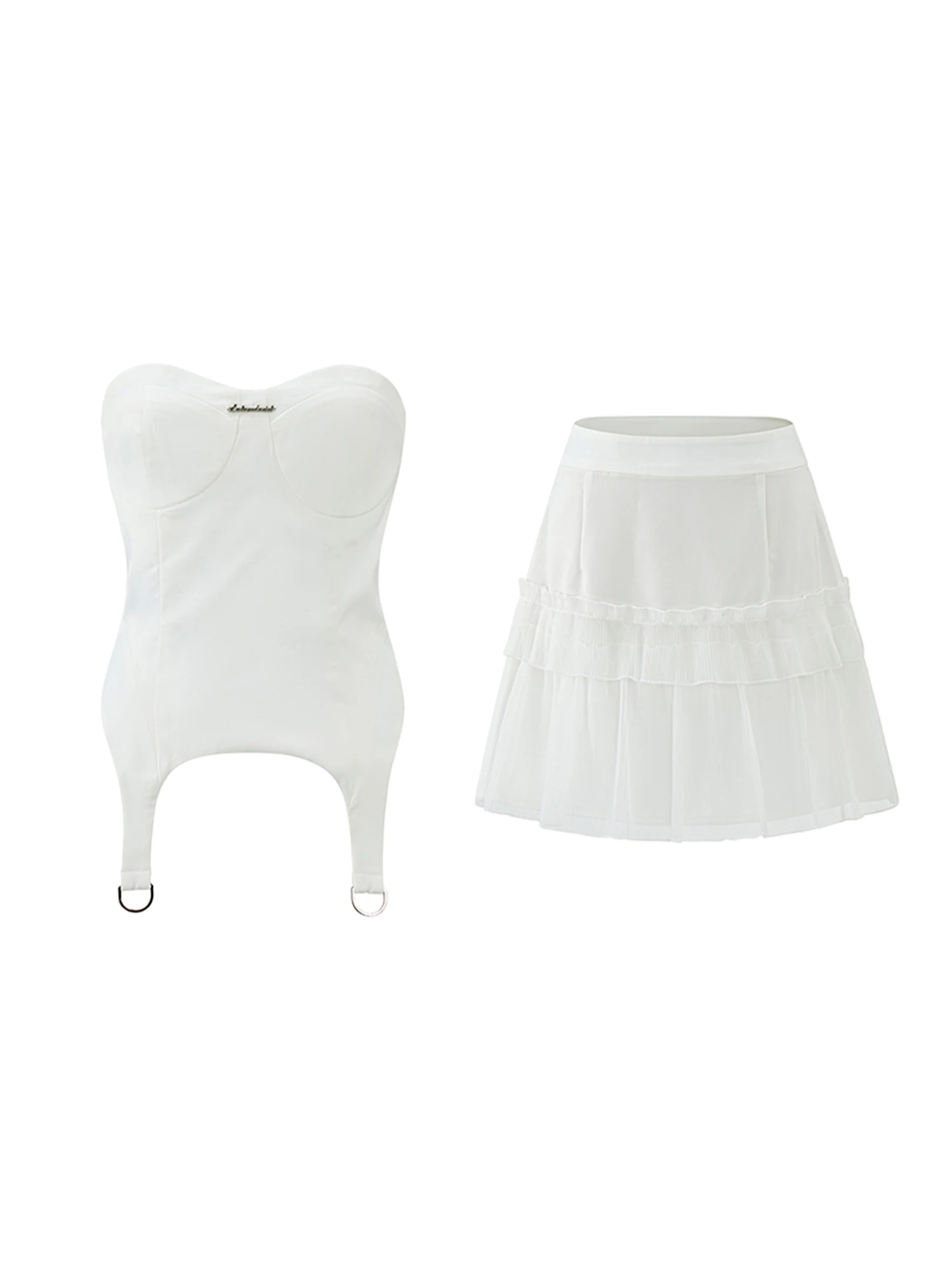 Laluneduciel нерегулярный топ без рукавов/юбка с надписью женский 2024 летний