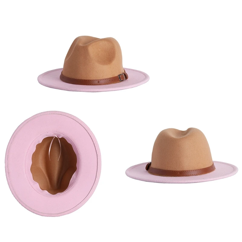 

Retro Color Matching Cowboy Hat Simple Hat Top Hat Outdoor Thermal Male Female for Halloween Christmas Party