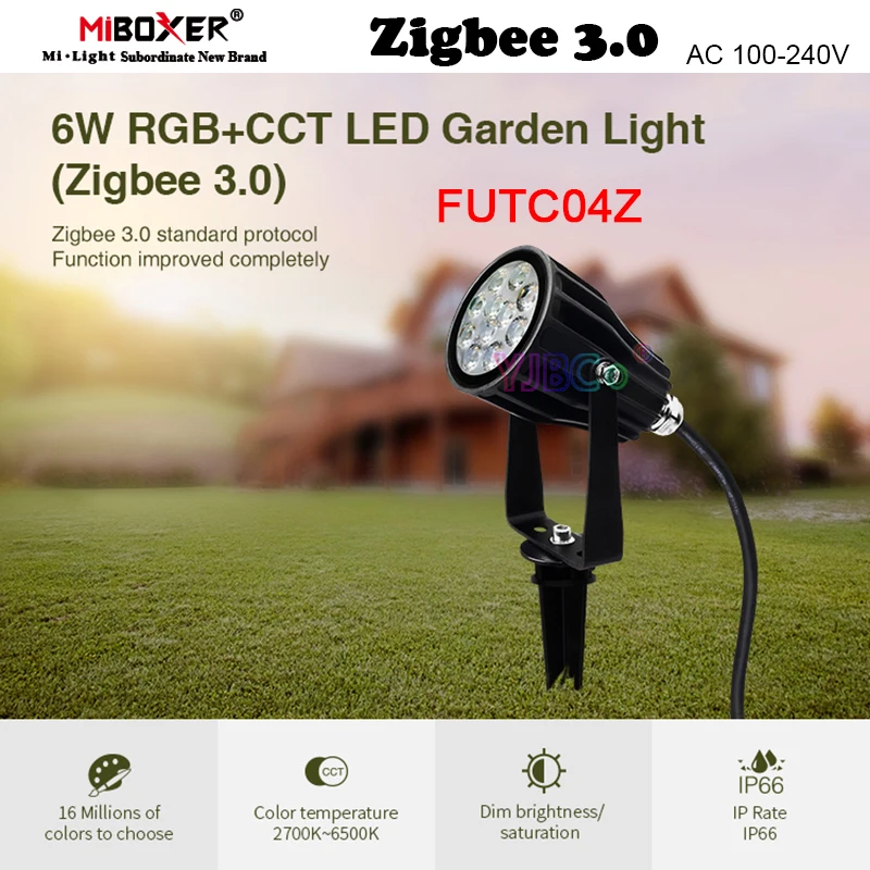 

Miboxer FUTC04Z 6 Вт RGB + CCT Светодиодная лампа для газона, водонепроницаемая IP66 умная садовая лампа, уличный свет Zigbee 3,0, шлюз/голос/управление через ...