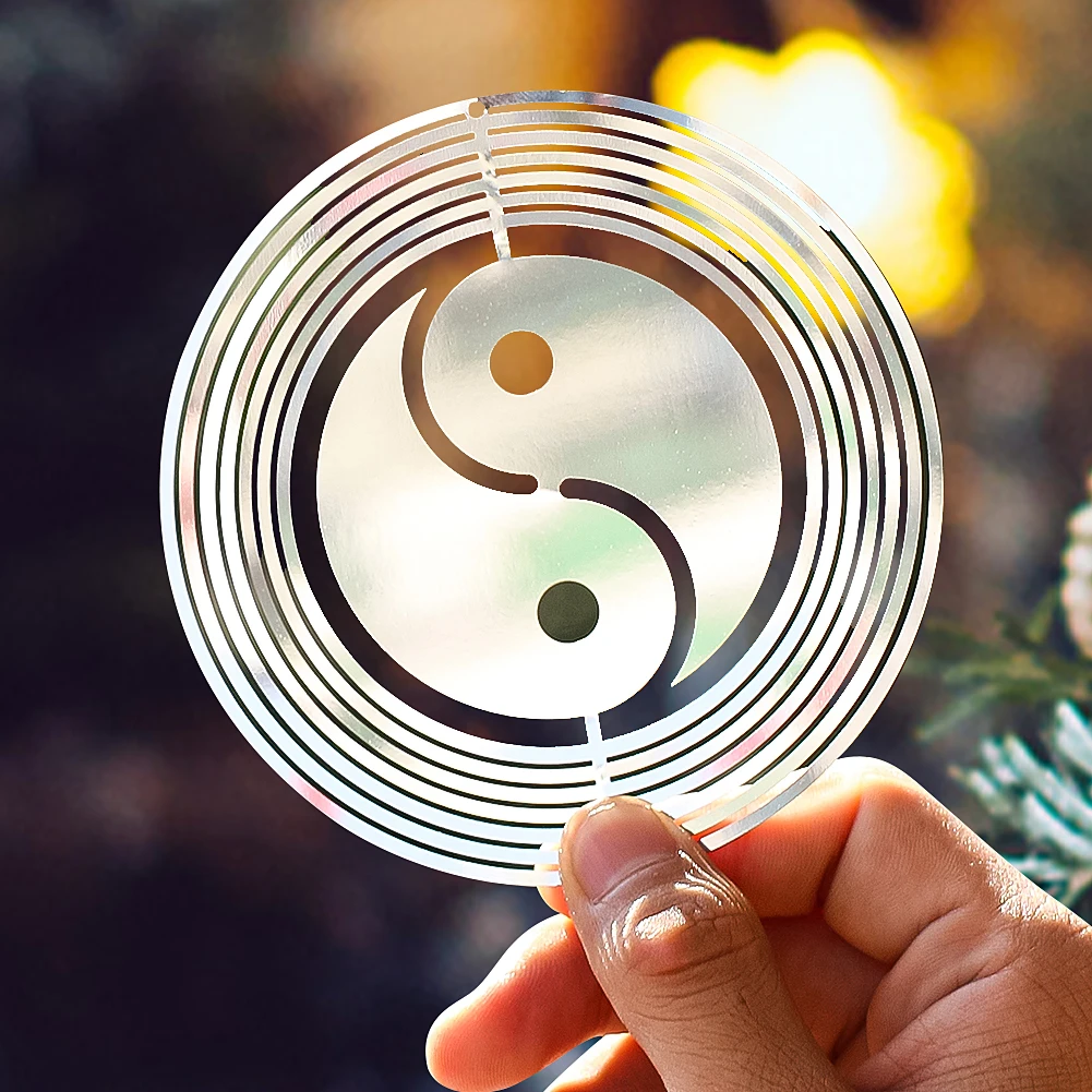 1 шт. Лазерная Гравировка 3D кулон для Тай Чи зеркальный вращающийся ветер Спиннер