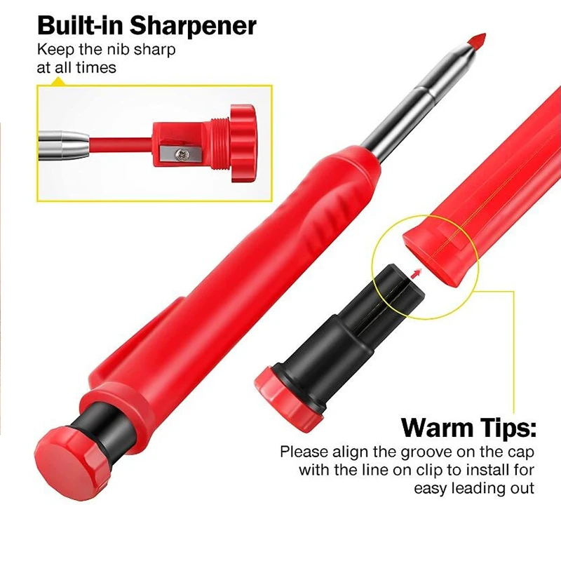 With Refill Lead And Built-in Sharpener For Deep Hole Mechanical Pencil Scribing Marking Tools