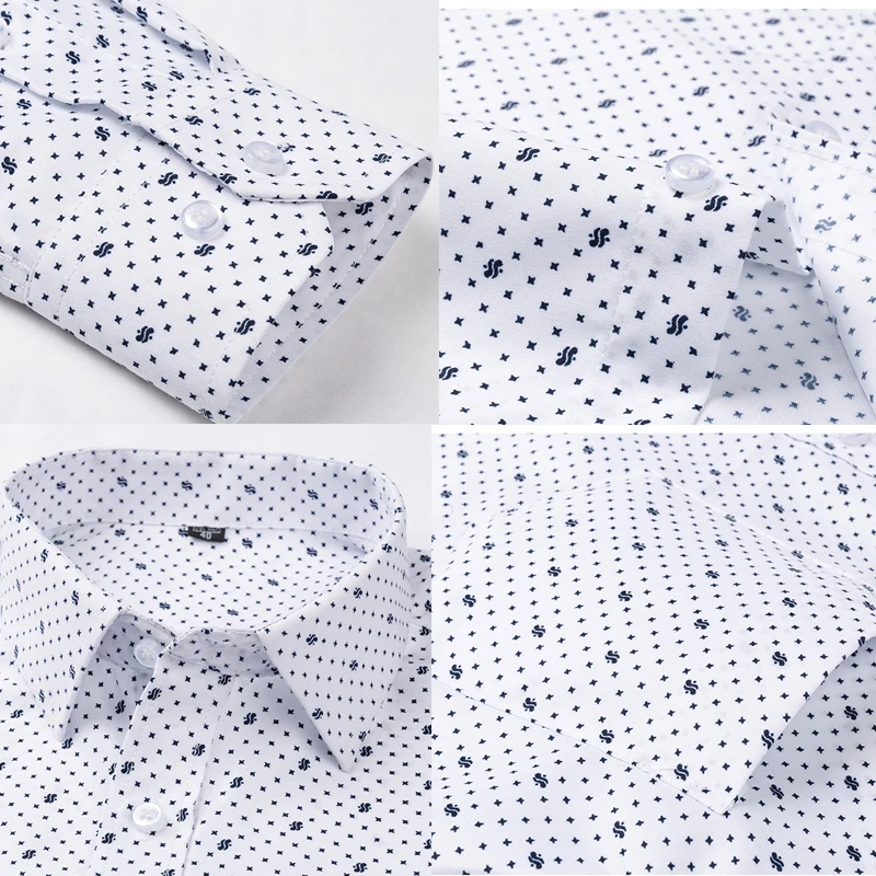Men's Long Sleeve Casual Shirts Fashion Print Cotton Standard Fit Button Pocket Soft For Man Office Business Dress New |