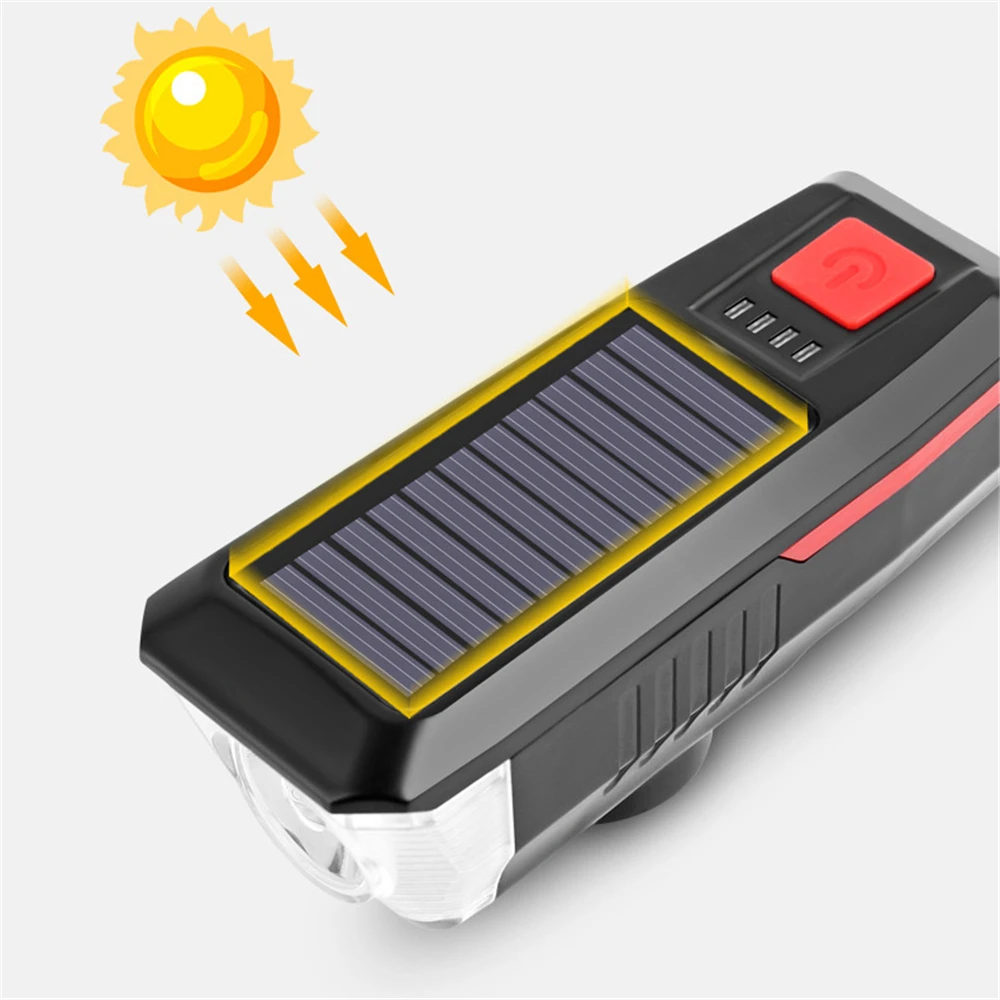 Велосипедный Головной фонарь 2 в 1 на солнечной батарее с зарядкой от USB