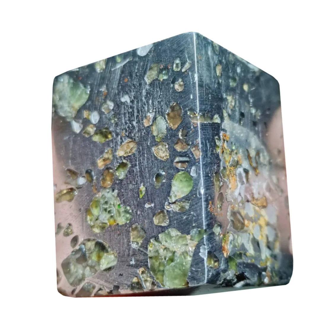 

High-quality Kenyan Olive Meteorite Specimen Sericho116g Olive Meteorite Specimen Ornament Size 36x28x28