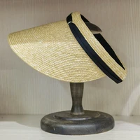 elegant summer beach party derby hat fine natural wheat straw visors stripped plain dyed sun women cap gorras