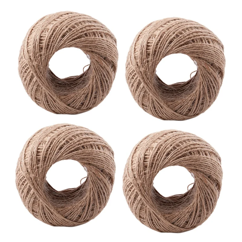 

4Pcs 100 Meter - Natural Textured Hessian Jute Twine String 1Mm