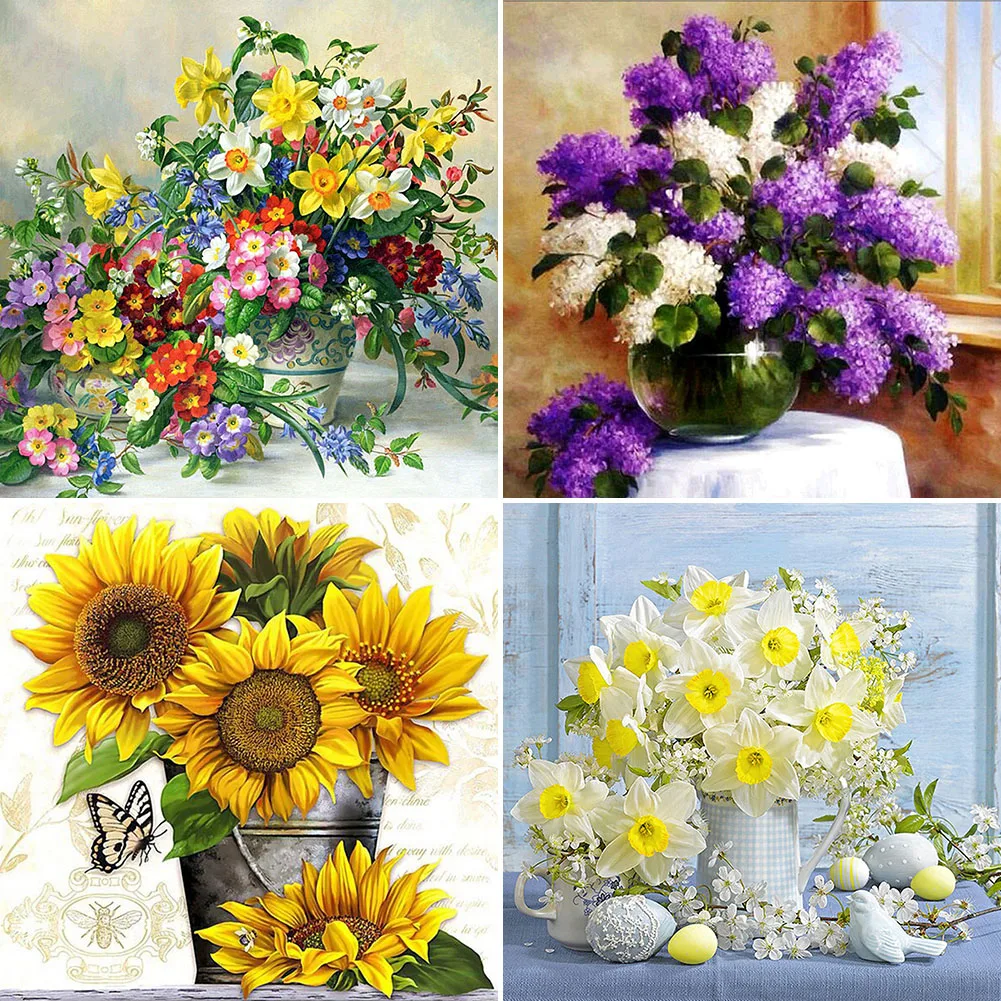 

Набор для рисования «сделай сам», Алмазная мозаика квадратной формы с цветочным узором, для украшения дома, гостиной