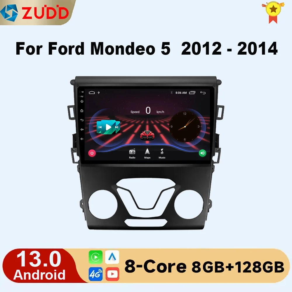 Android 13 Carplay Радиоплеер для Ford Mondeo 5 Fusion 2012-2014 GPS DSP IPS 4GLTE WIFI Touch Автомобильный
