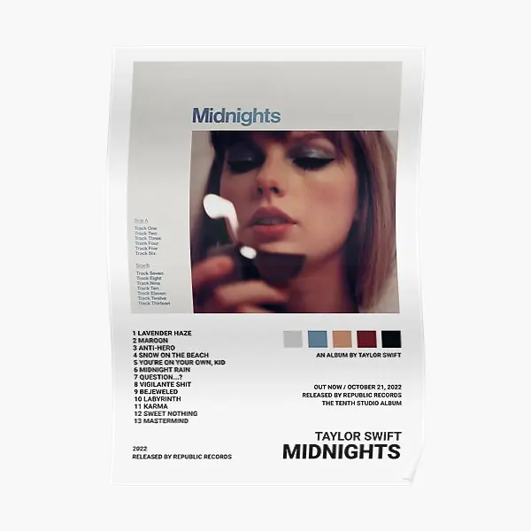 

Альбом с минималистичной обложкой, Постер Midnights, настенная комната, искусство, живопись, украшение, картина, винтажный принт, домашнее искус...