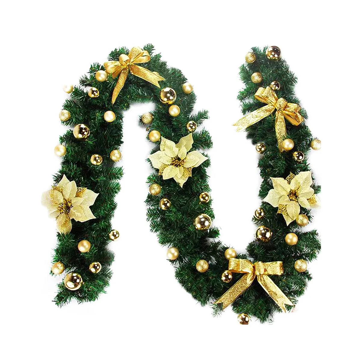 

Гирлянда 9 футов, рождественские украшения, искусственный венок с ягодами и сосновые конусы для входной двери, зеленый + желтый