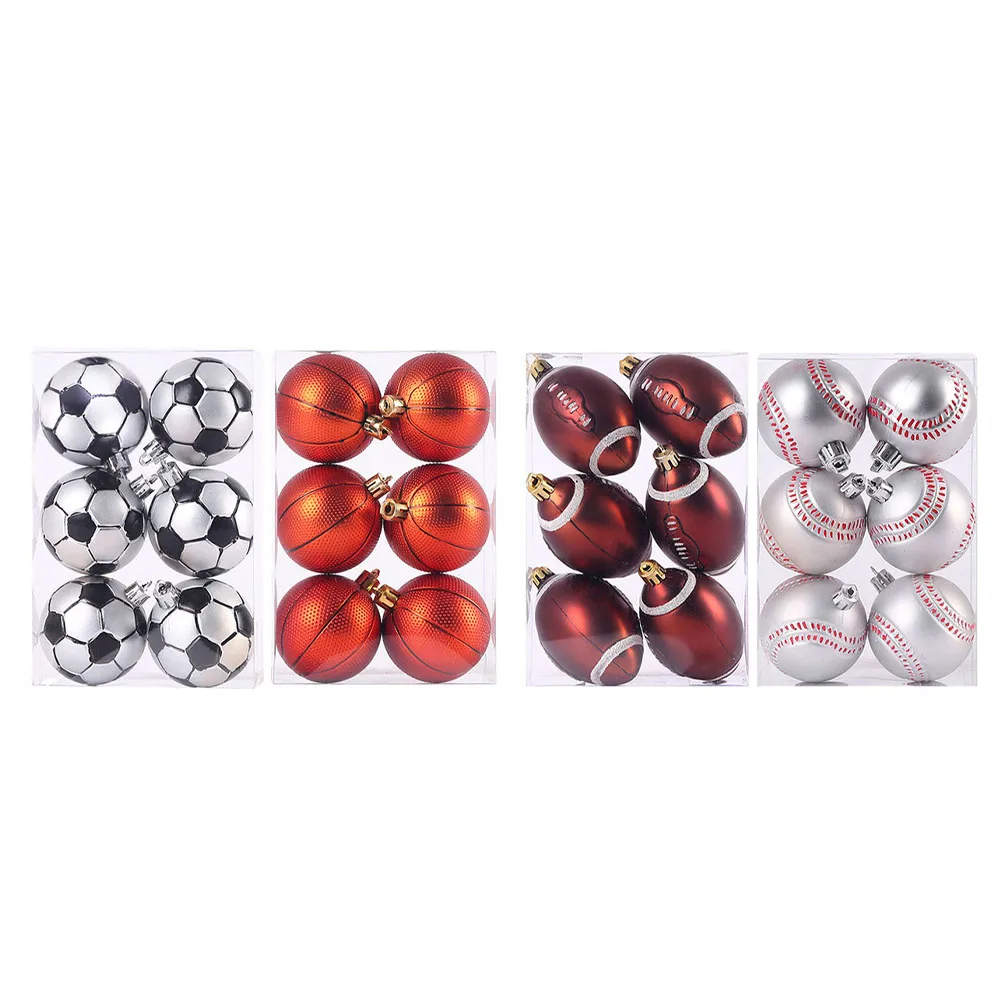 6 шт. креативный дизайн елочные украшения см регби/футбол/баскетбол/теннис