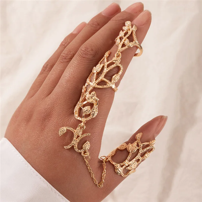 

Gothic Punk Hollow Metal Cool Ring Adjustable Hip Hop Snake Ring Set Silver Gold Color For Women Girls Fashion Party Jewelry