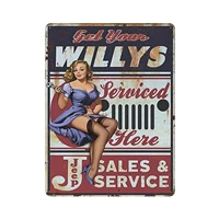ppfine metal tin sign get your willys pin up girl vintage tin poster metal sign wall decoration country kitchen home garage deco