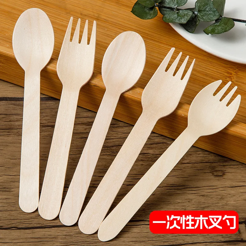

Disposable Wooden Fork Environmentally Friendly Ice Cream Wooden Fork Individually Packaged Mini Spoon 50pcs Kawaii Kitchen