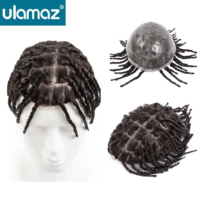 Твист-косички парик для мужчин непослушный мужской протез волос вязанные