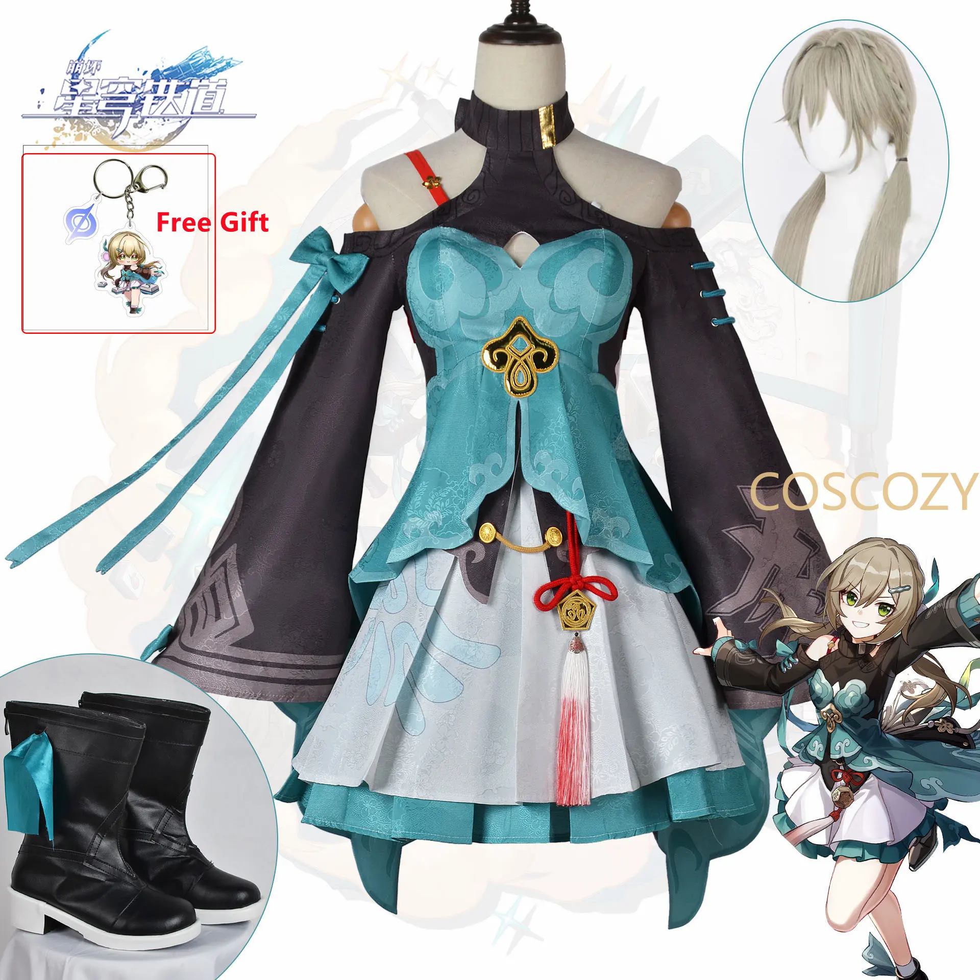

Game Honkai Star Rail Qingque Cosplay Costume Game Honkai Star Rail Cosplay Xianzhou Luofu Qing Que Costume and Wig Set