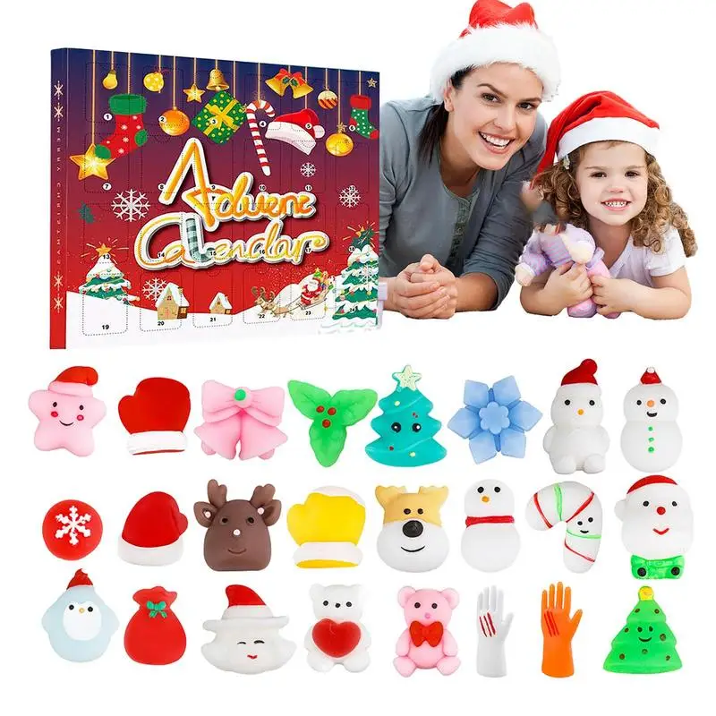

Christmas Fidget Advent Calendar 24 Days Countdown Gift Mochi Squishy Toy Soft Relieve Stress Christmas Mochi Squishies