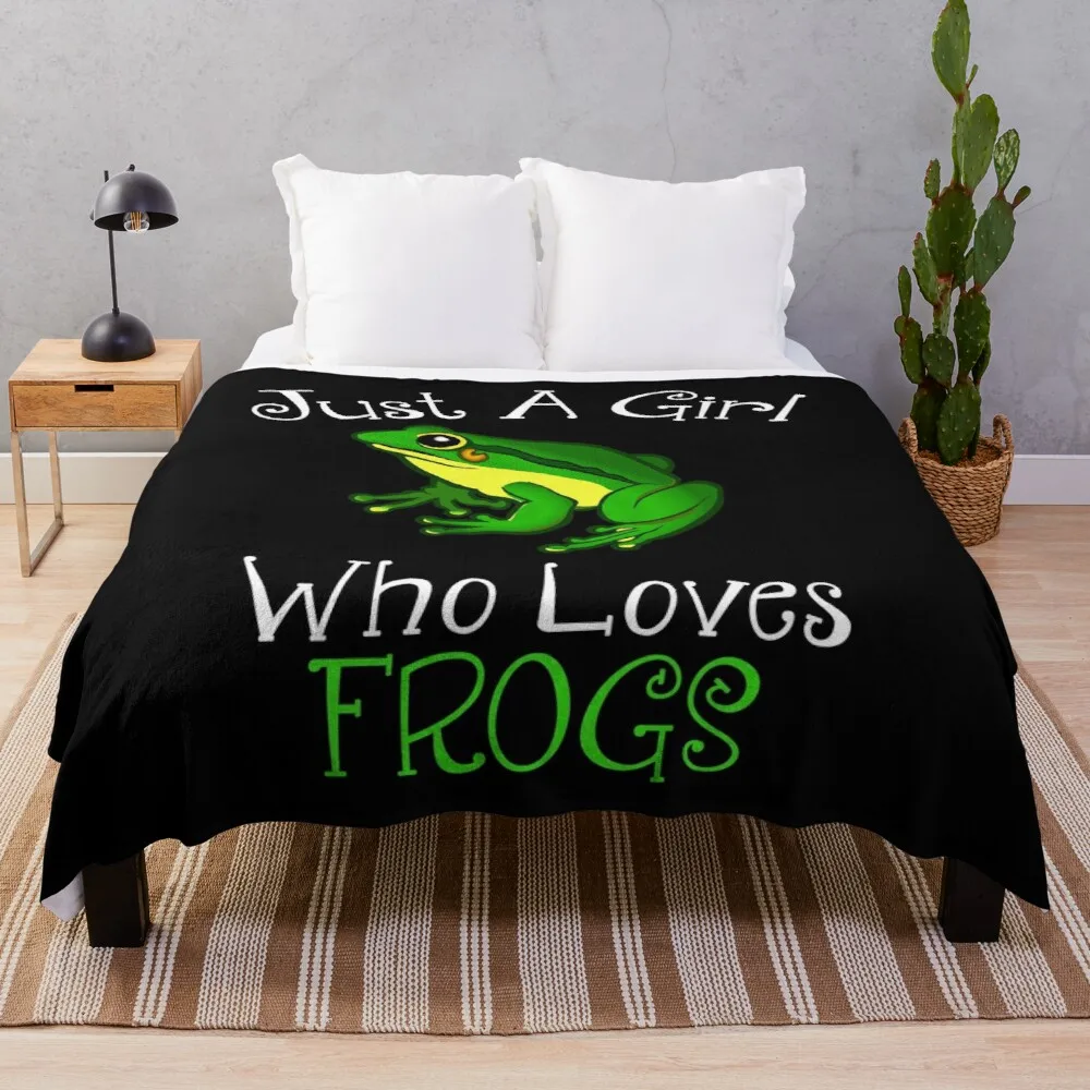 

Just A Girl Who Loves Frogs Throw Blanket softest blanket kawaii blanket Double blanket