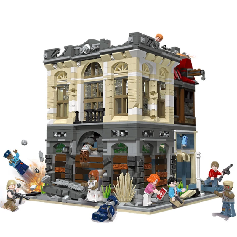 

2836Pcs Creative Expert Street View Doomsday Bank 89102 Moc Bricks Modular House Model Building Blocks Toys Bookshop