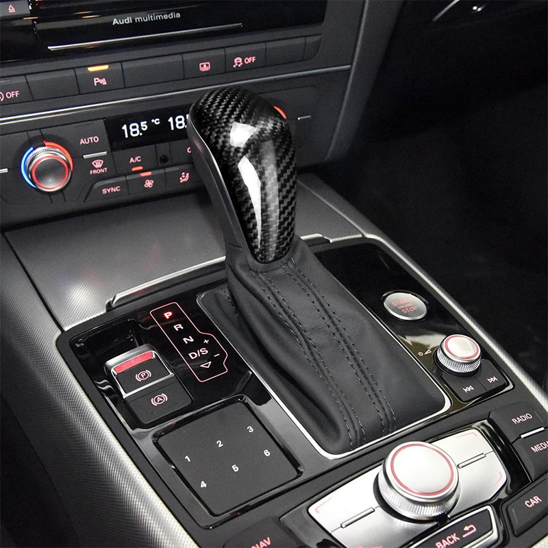 

Popular Car Console Gear Shift Handle Head Frame Cover Sticker Carbon Fiber For Audi A6L 2016 2017 2018 A7 2015 2016 2017 2018