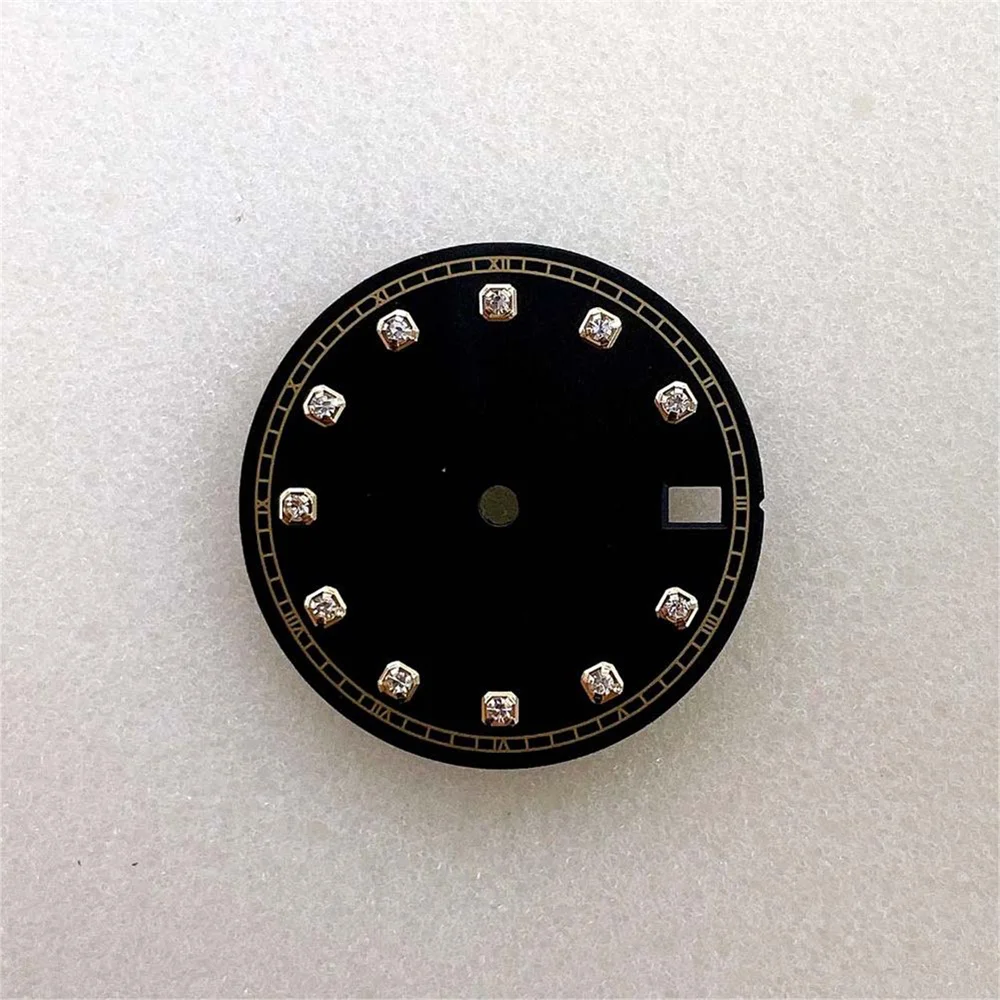 28 5 мм циферблат с золотым краем инкрустированные камнем часовые маркеры
