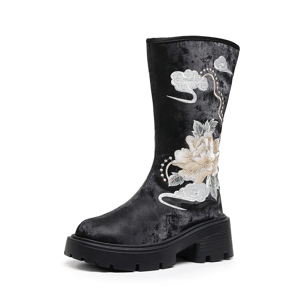Veowalk/Новые женские осенние ботильоны из хлопчатобумажной ткани с цветочной