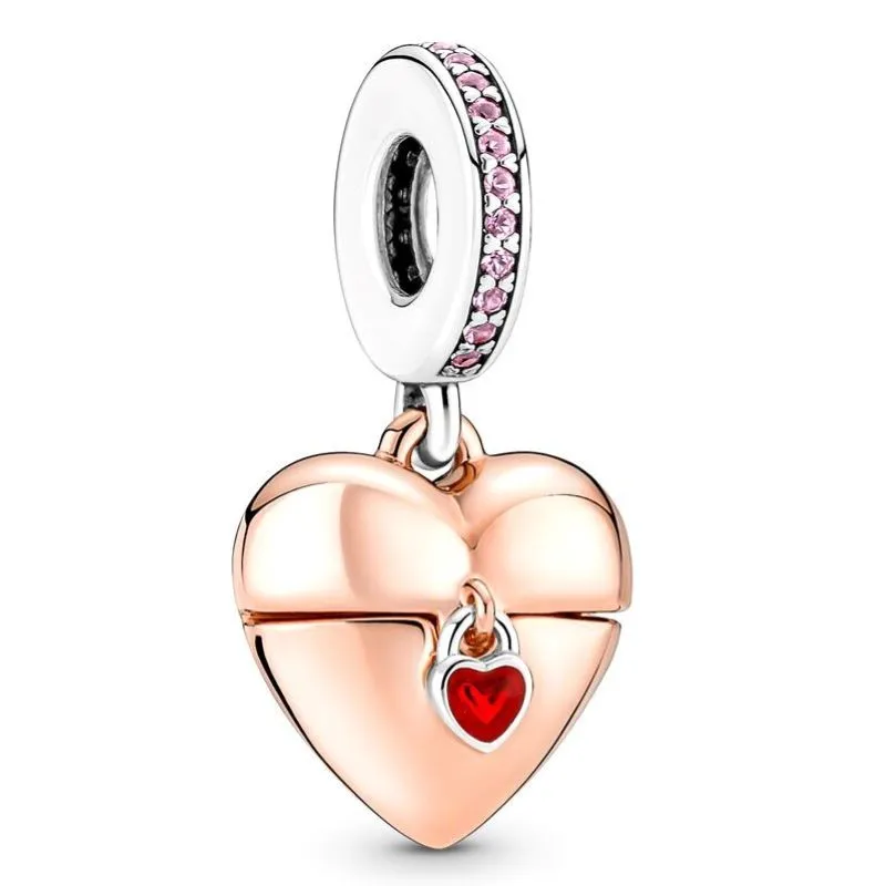 

Reveal Your Love Heart Locket Pendant Charms 925 Sterling Silver Jewelry Fit Europe Bracelet Beads Women DIY Making Accessories