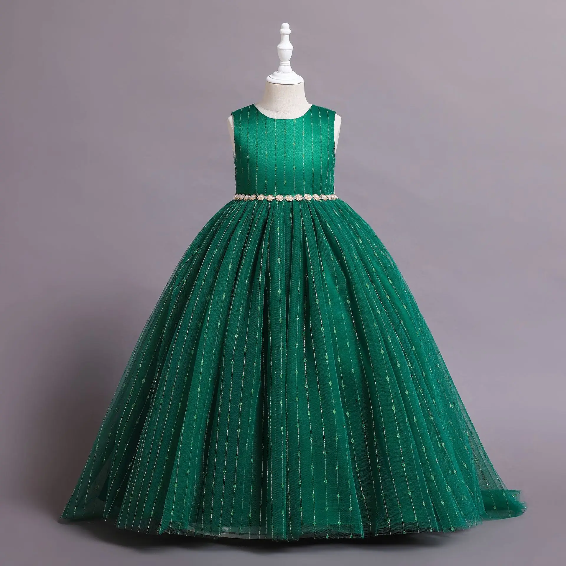 

Girls' dresses 2022 summer new girl Slim lace princess dress Korean version of flower children's wedding dress