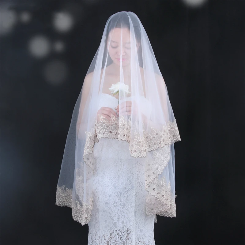 

Кружевная свадебная фата цвета шампанского, чистый белый цвет, без гребня, Турция, золотая, для невесты