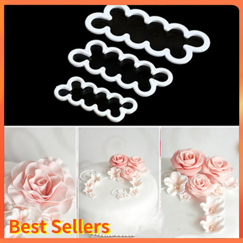

3PCS/set 3D Rose Petal Flower Shaped Cutter Maker Elegant Cake Mould Fondant Cake Decorating Mould Sugar Craft Mould DIY tools