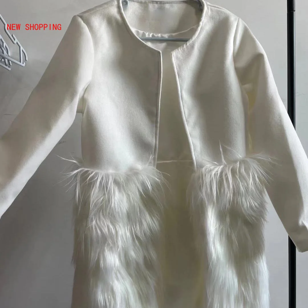 2022 Autumn Winter New Faux Fur Coat Slim Fit Women Fashion Elegant Streetwear Thick Warm Fur O-Neck Coats Jacket Overcoat White