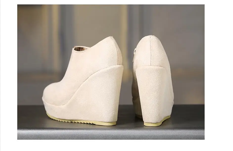 Fashion Autumn Winter New Stylish Women Ankle Boots Sexy Platform Round Toe Wedges Boots Woman Ankle Boots High heels