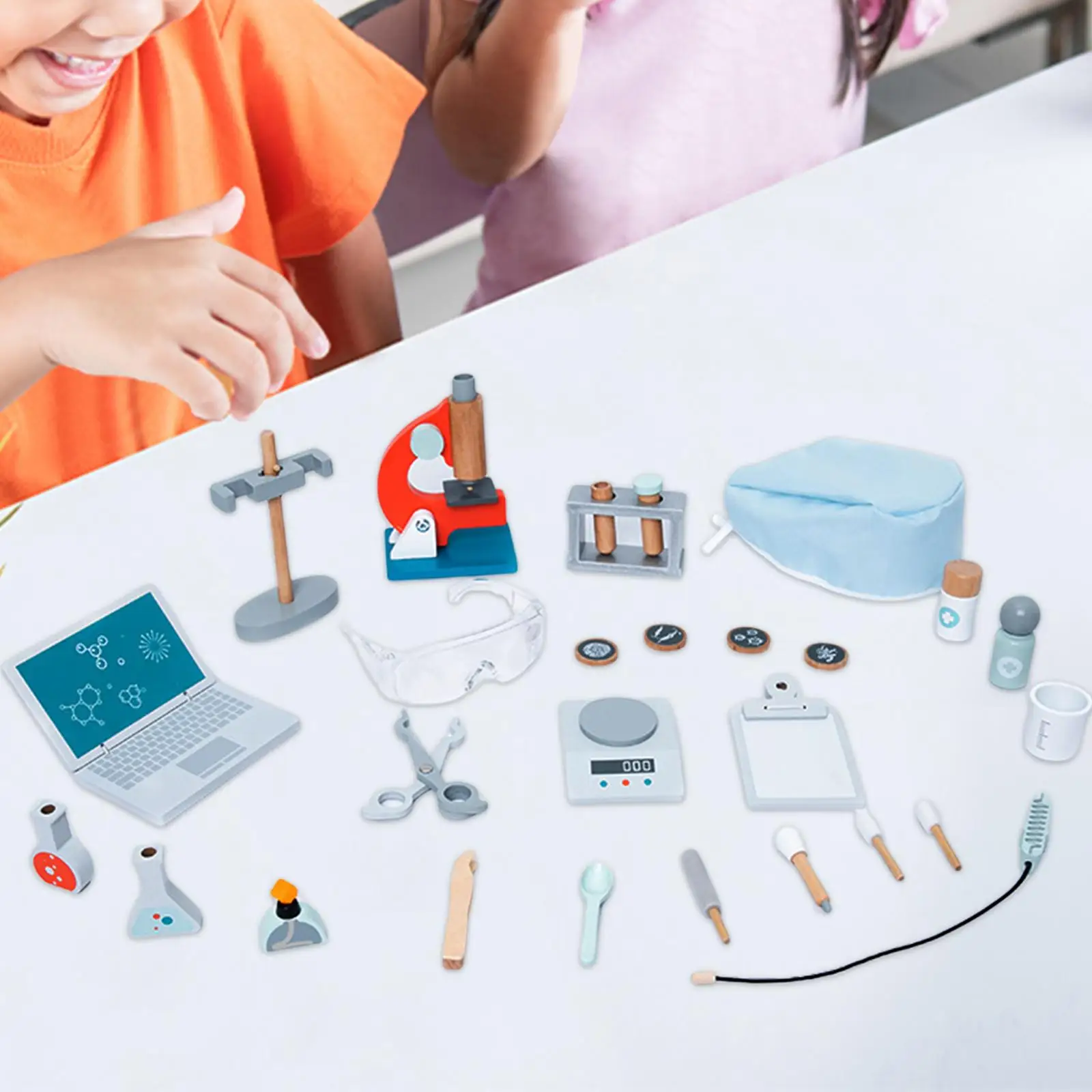 

Wooden Science Set Lab Experiments Set Toy for Kids Toddlers Birthday Gifts
