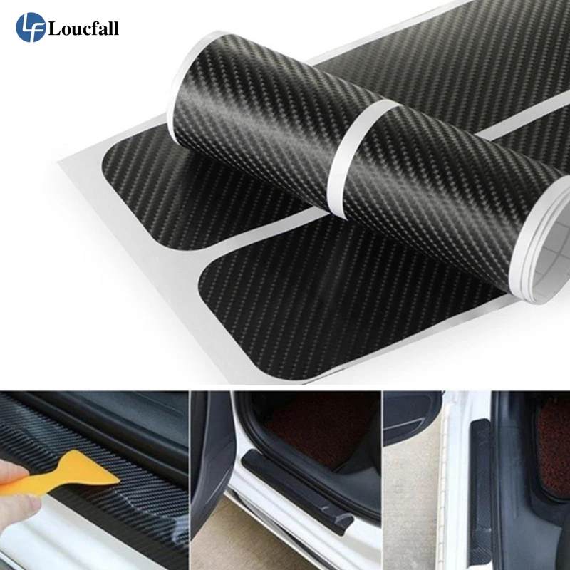 

3D/4D Car Sticker Film DIY Paste Protector Strip Anti Scratch Carbon Scuff Pedal Guards Cover Door Sill Plate Fiber Stickers