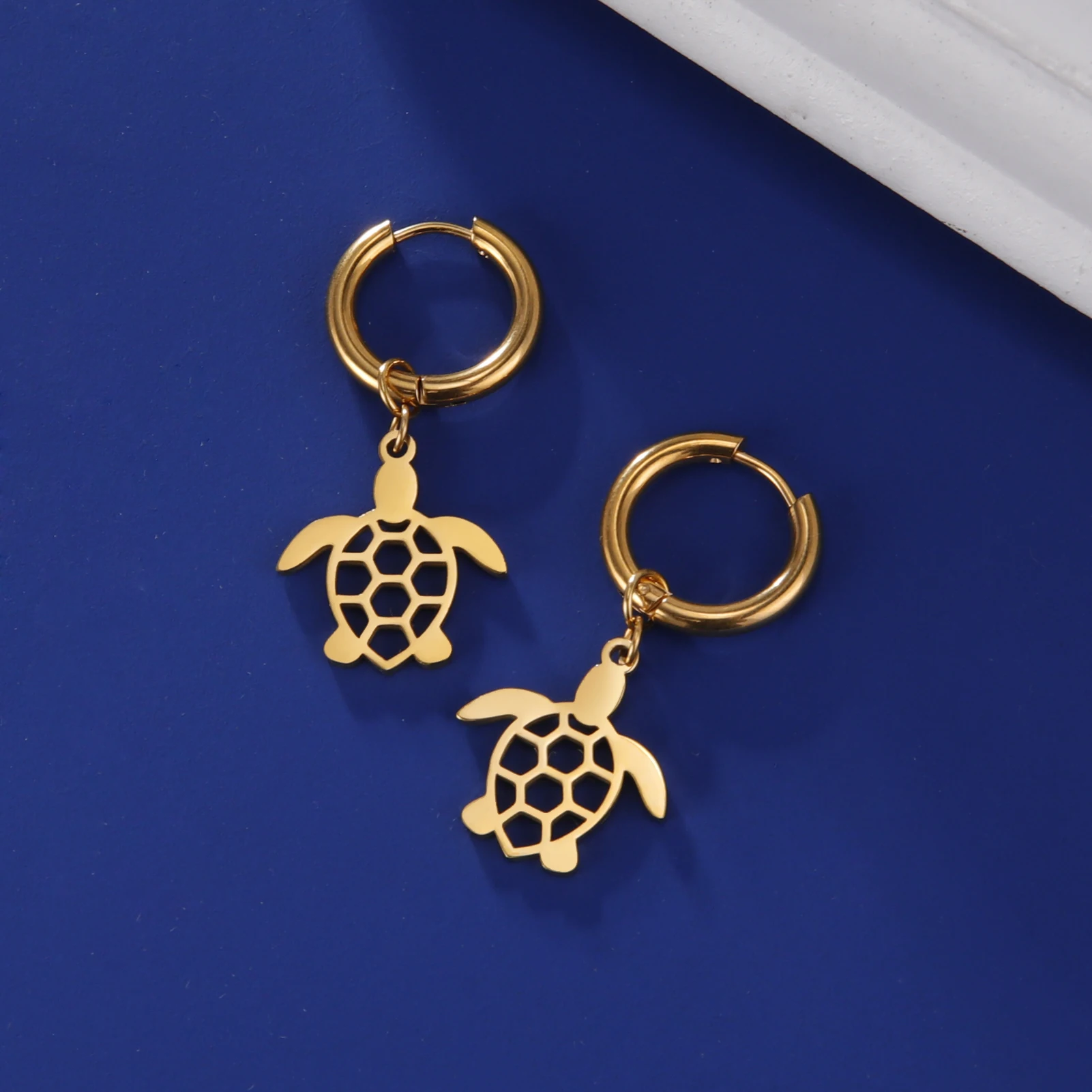 Серьги-подвески в виде морской черепахи из нержавеющей стали