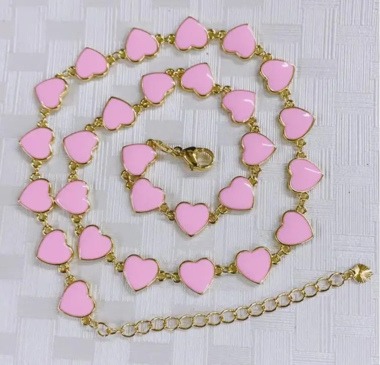 

1 шт. розовые Подвески Радужная Эмаль Сердце ожерелья для хрустального золота микро паве Чокеры ожерелья кубический цирконий женские ювели...