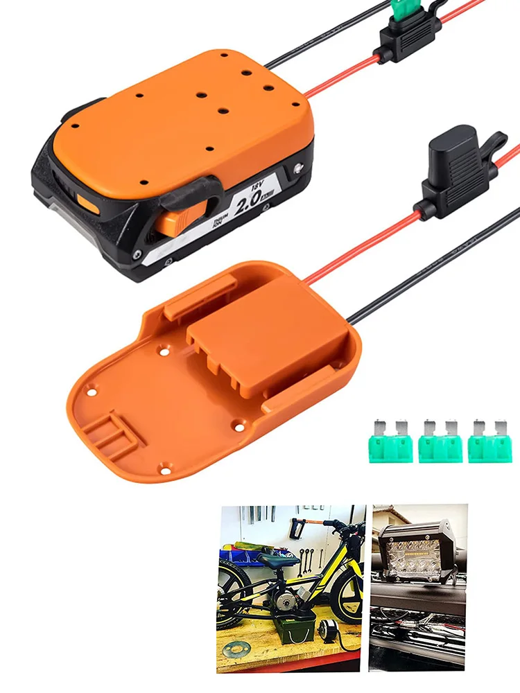

Battery Adapter with Mounting Hole for RIDGID/AEG 18V Power Connector with Fuse Holder DIY Wire Connector Tool Convert Accessory
