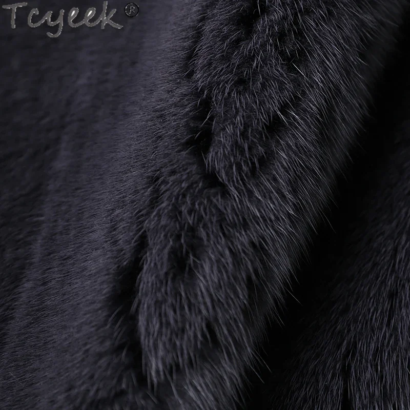 Tcyeek пальто из натурального норкового меха теплая зимняя куртка цельной норки