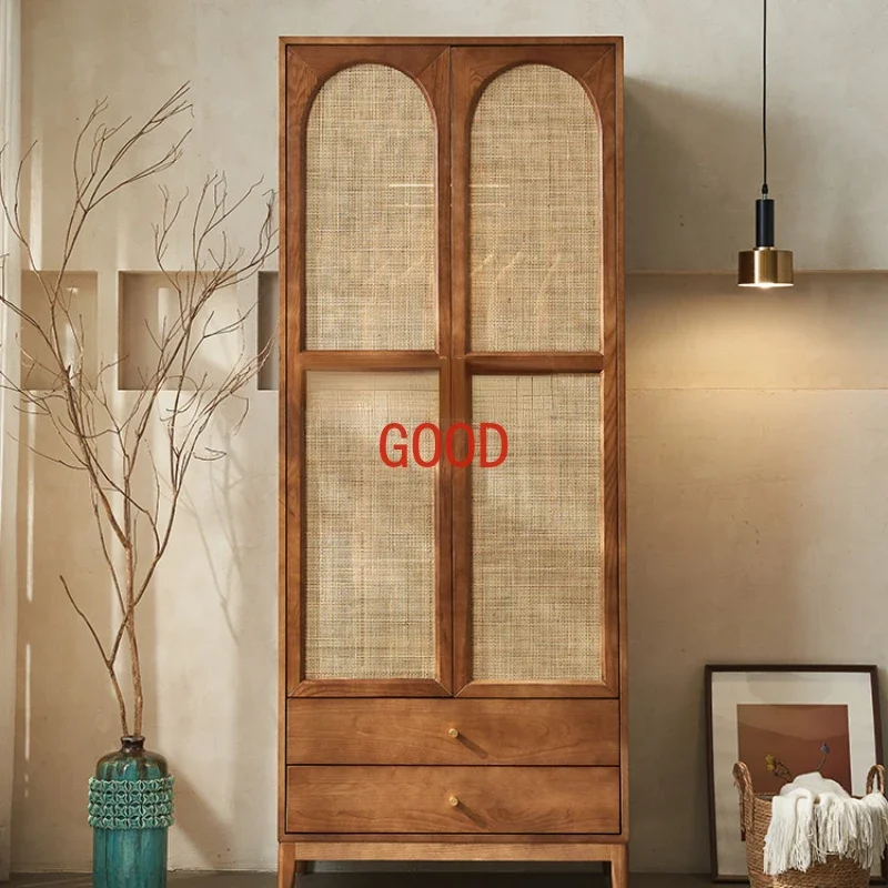 Шкаф из ротанга в скандинавском стиле простой современный шкаф массива дерева