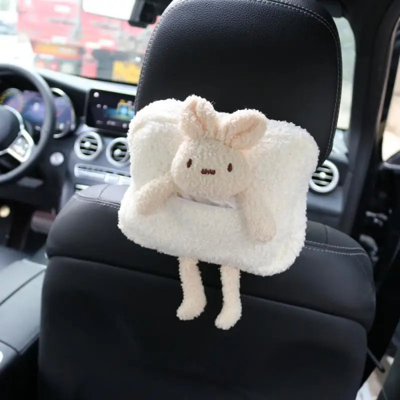 

Car Tissue Box Convenient Cute Cartoon Car Drawer Box Zipper Design Napkin Holder Car Armrest Box