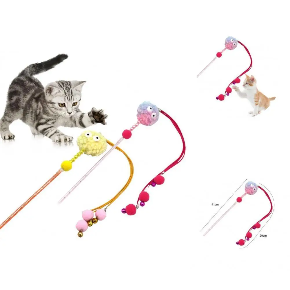 

Cat Teaser Wand Cute Pets Toys Reusable Cat Teaser Plush Ball Stick for Cleaning Teeth Cat Stick Cat Teaser Stick