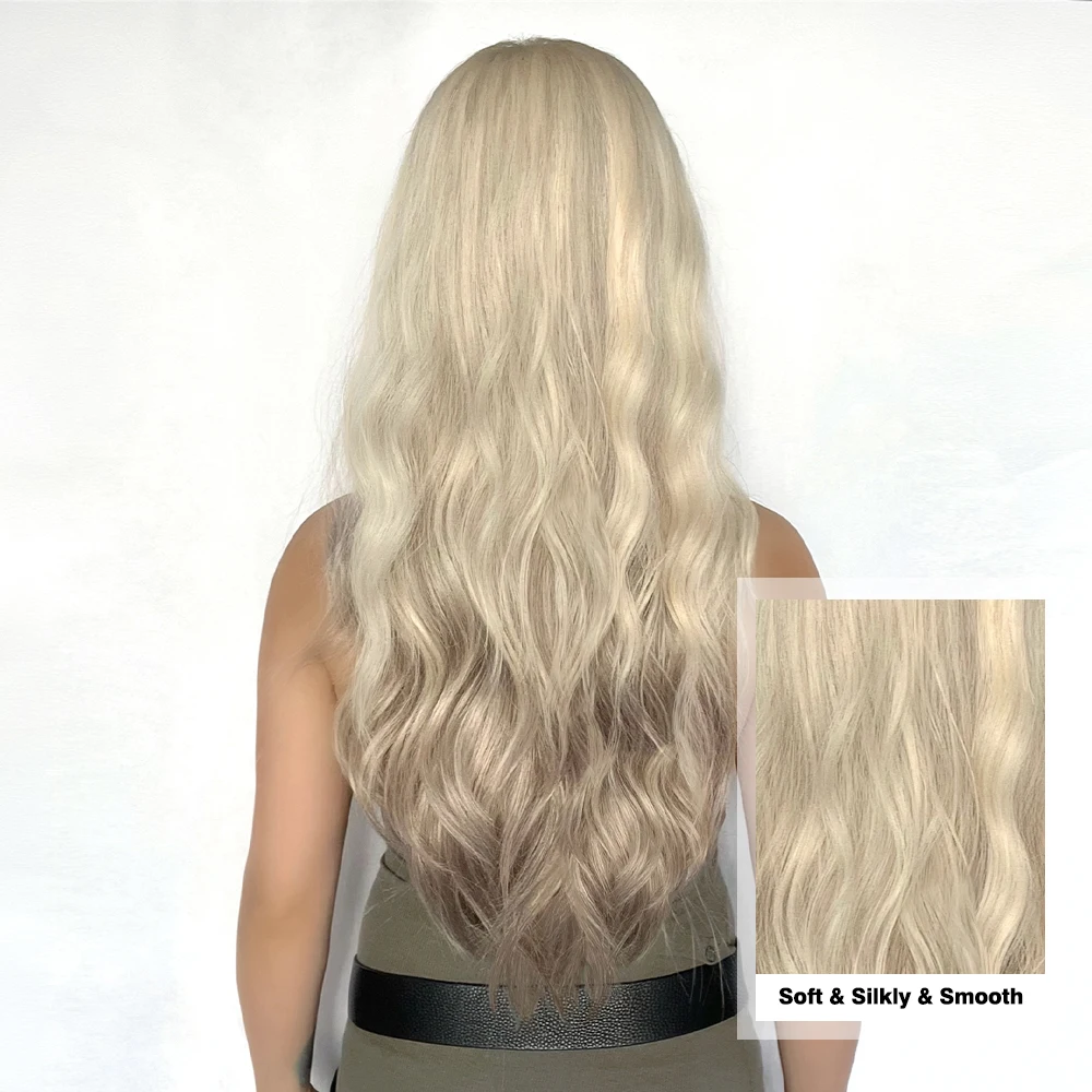 Длинные вьющиеся серые пепепельные светлые волнистые синтетические парики с