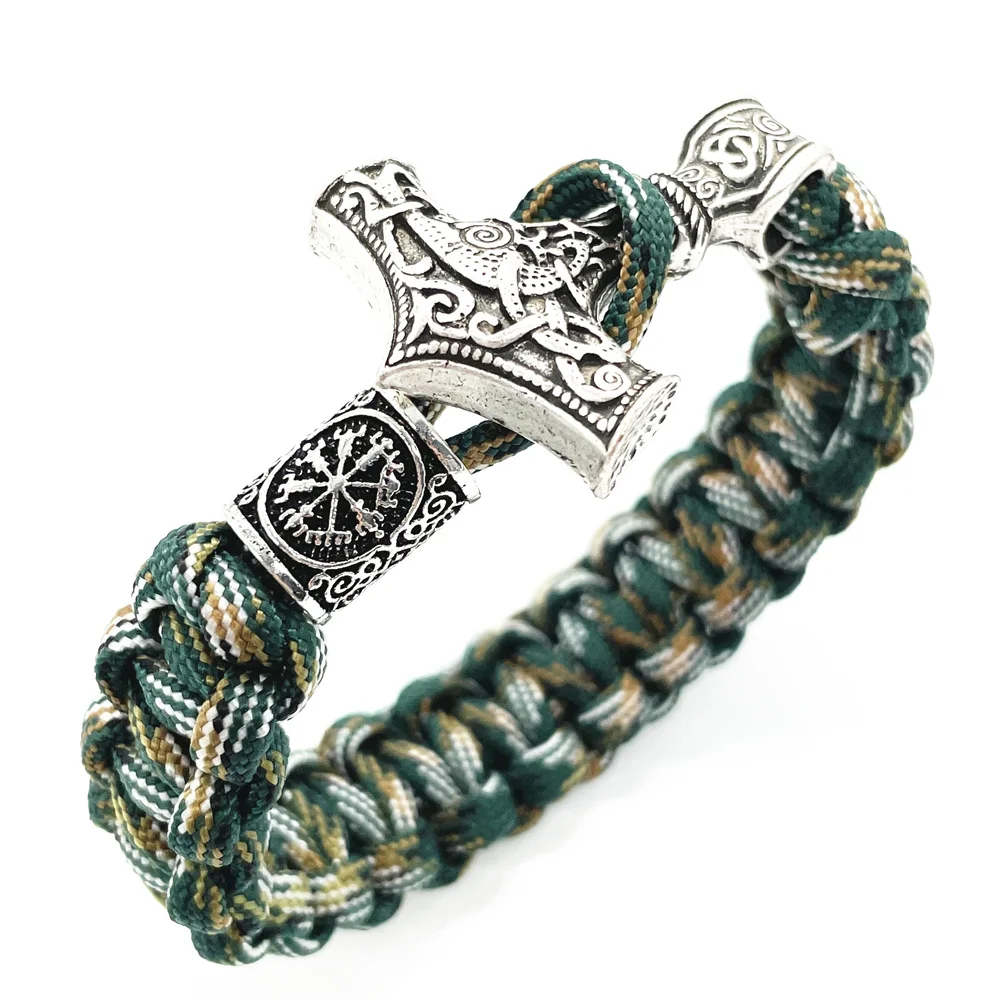 Валькнут Троица Вегвизир Мультиколор Паракорд Северные викингские украшения Руны Бусины Молот Тора Браслет Журналь Викингос