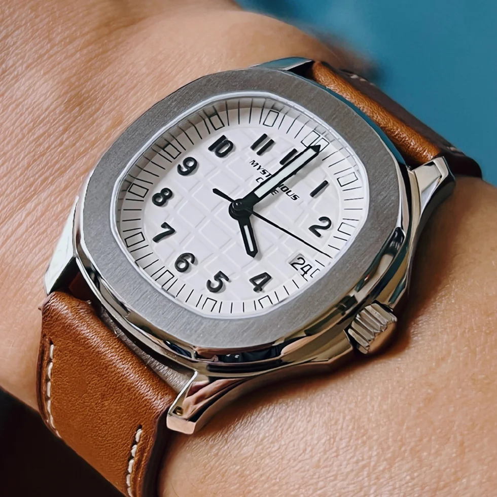 

Luxury Watch Men Quartz Wristwatches Top Brand 36mm Square Stainless Steel Sapphire Crystal 50M Waterproof Clock Mysterious Code