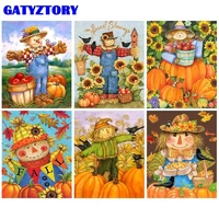 gatyztory pictures by number pumpkin scarecrow kits drawing on canvas painting by numbers diy acrylic paintings gift home decor