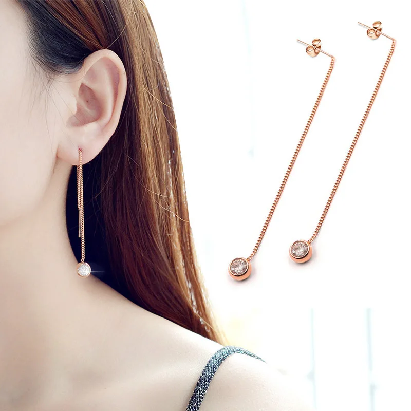 

Trendy Exquisite Inlaid Zircon Star Thread Drop Earrings for Women Temperament Long Tassel Ear Line Earring Luxury Jewelry Gift