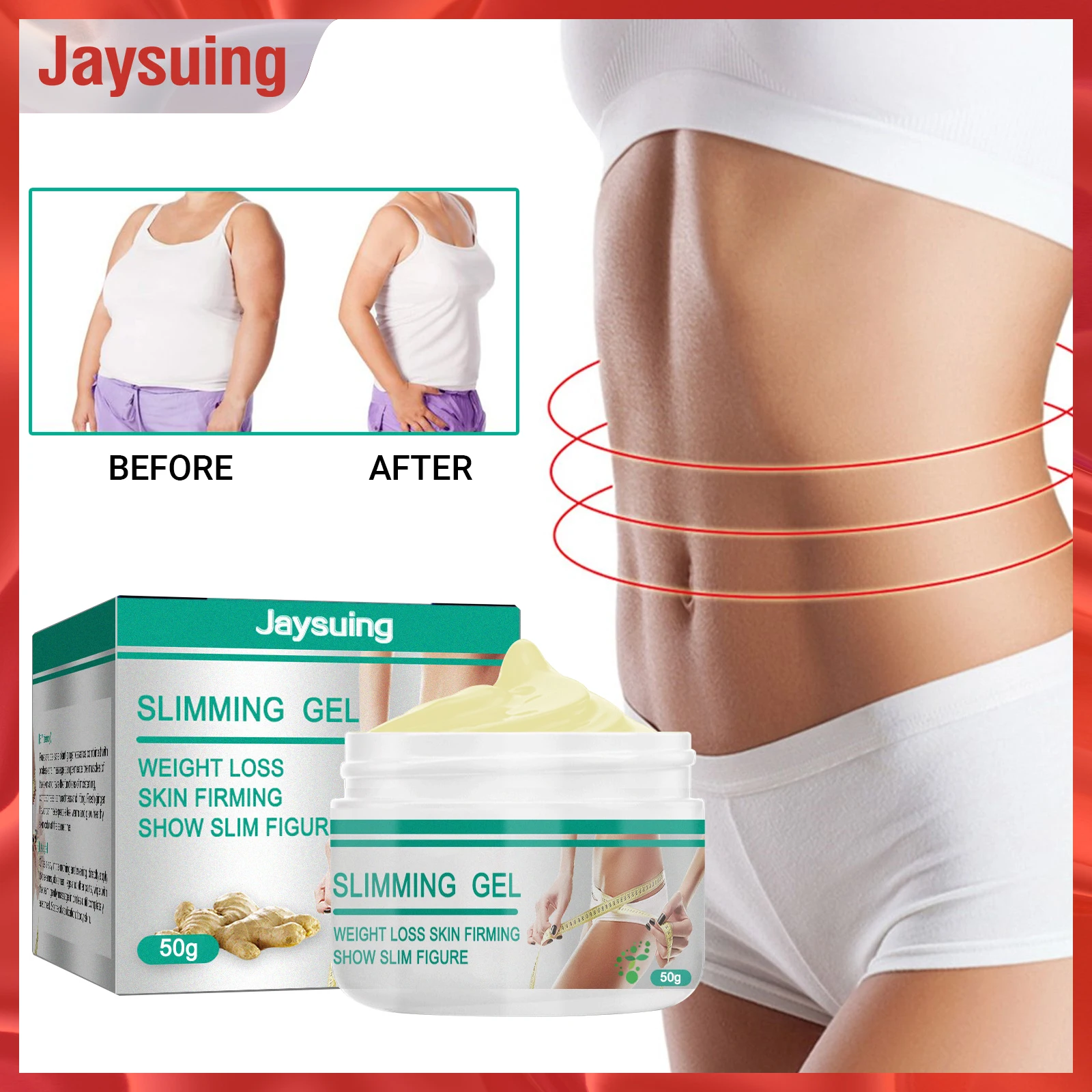 

Jaysuing Ginger Slimming Cream Effective Anti Cellulite Fat Burning Belly Massage Fat Reduction Cream Fast and Free Shipping 50g
