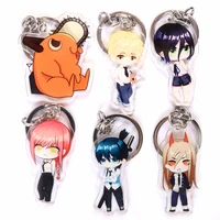 chainsaw man cosplay acrylic keychain accessories anime figure pochita power angel pendant keyring jewelry gift fans collection
